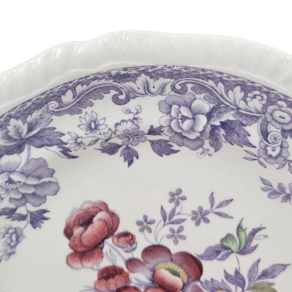 Copeland Spode Mayflower 2 Salad Plates Floral Lavender Border Vintage England - Picture 5 of 11